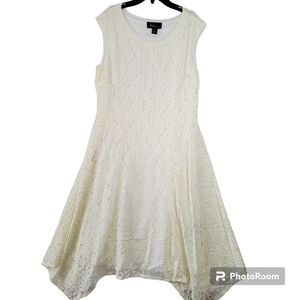 RN Studio By Ronni Nicole White Sleeveless Lace Eyelet Dress Size 16